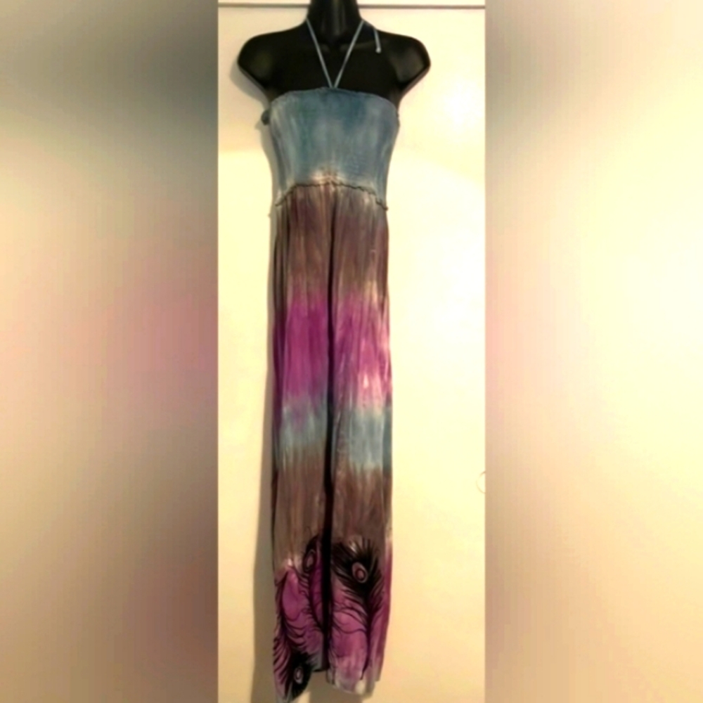 Elegant Tie-Dye Maxi Dress- Size- M